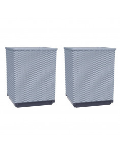 Fioriere 2 pz Grigio Chiaro 30x30x37 cm in Polipropilene 2