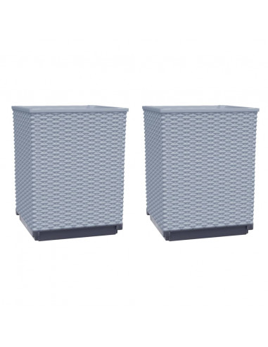 Fioriere 2 pz Grigio Chiaro 30x30x37 cm in Polipropilene