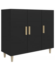Credenza Nera 90x34x80 cm in Legno Multistrato 2