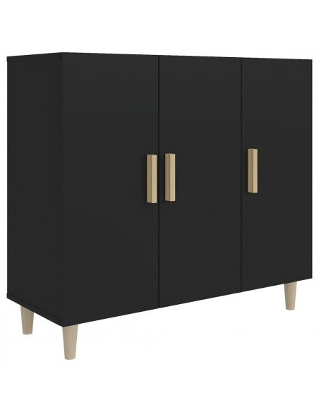Credenza Nera 90x34x80 cm in Legno Multistrato