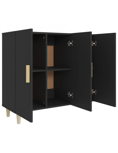 Credenza Nera 90x34x80 cm in Legno Multistrato
