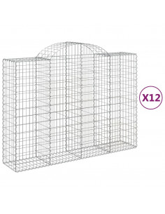 Cesti Gabbioni ad Arco 12 pz 200x50x140/160 cm Ferro Zincato 2