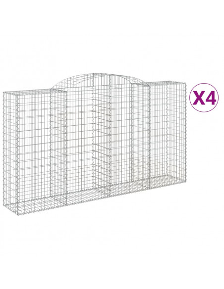 Cesti Gabbioni ad Arco 4 pz 300x50x160/180 cm Ferro Zincato
