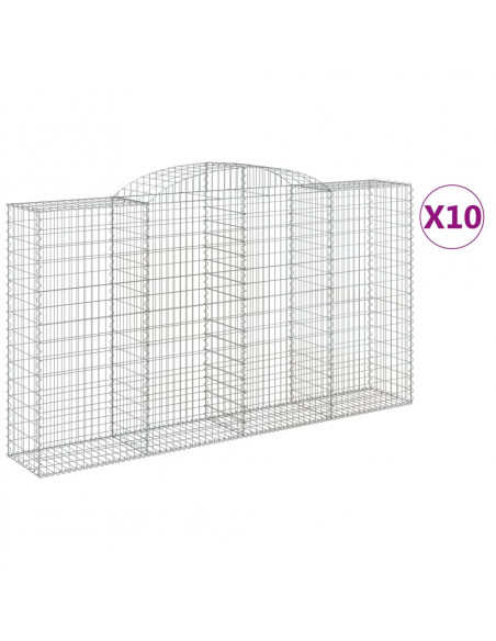 Cesti Gabbioni ad Arco 10 pz 300x50x160/180 cm Ferro Zincato