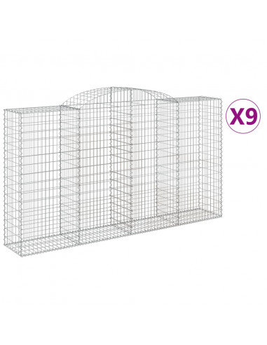Cesti Gabbioni ad Arco 9 pz 300x50x160/180 cm Ferro Zincato