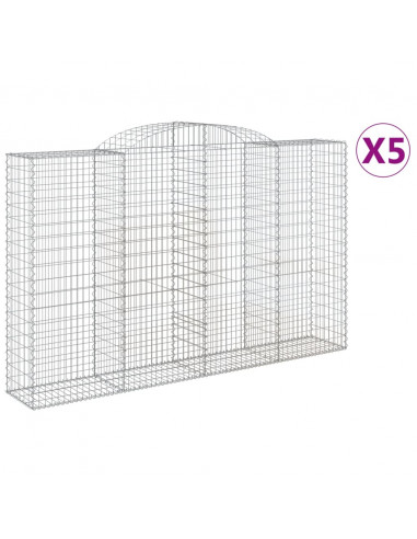 Cesti Gabbioni ad Arco 5 pz 300x50x180/200 cm Ferro Zincato