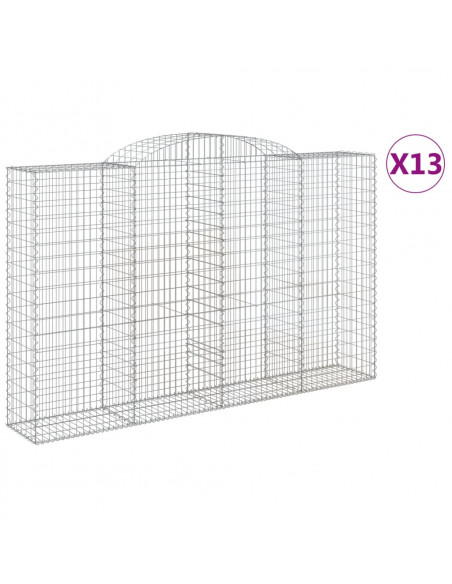 Cesti Gabbioni ad Arco 13 pz 300x50x180/200 cm Ferro Zincato