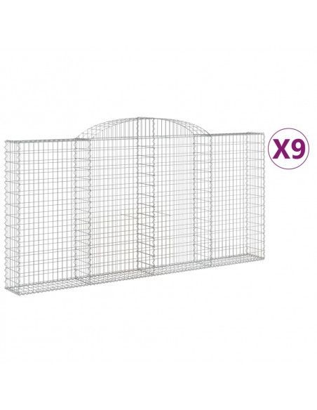Cesti Gabbioni ad Arco 9 pz 300x30x140/160 cm Ferro Zincato