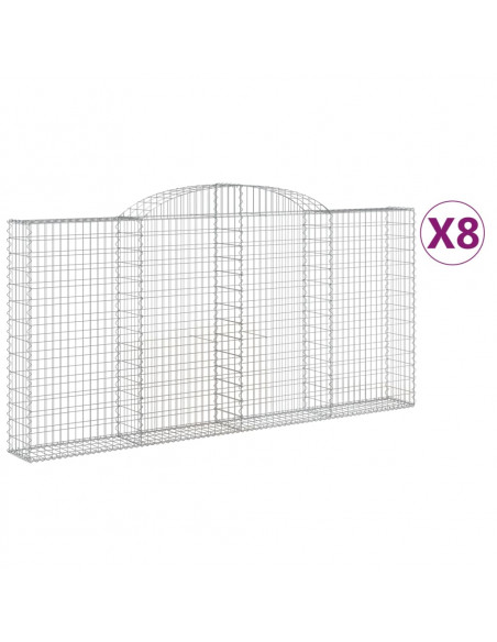 Cesti Gabbioni ad Arco 8 pz 300x30x140/160 cm Ferro Zincato