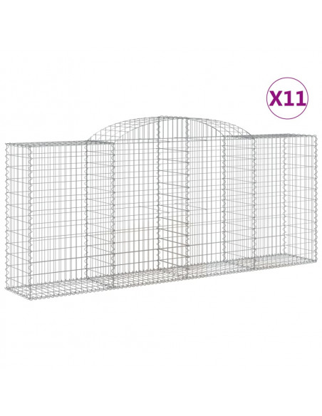 Cesti Gabbioni ad Arco 11 pz 300x50x120/140 cm Ferro Zincato