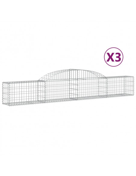 Cesti Gabbioni ad Arco 3 pz 300x30x40/60 cm Ferro Zincato