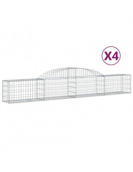 Cesti Gabbioni ad Arco 4 pz 300x30x40/60 cm Ferro Zincato