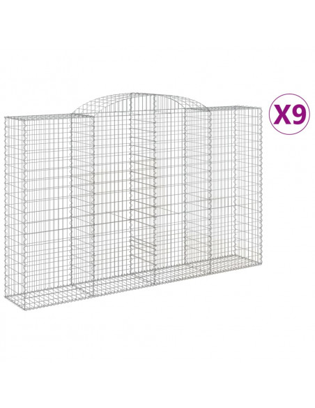 Cesti Gabbioni ad Arco 9 pz 300x50x180/200 cm Ferro Zincato