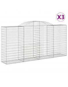 Cesti Gabbioni ad Arco 3 pz 300x50x140/160 cm Ferro Zincato 2
