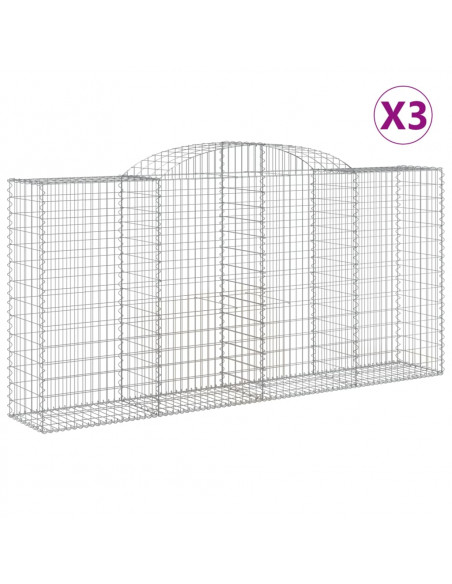 Cesti Gabbioni ad Arco 3 pz 300x50x140/160 cm Ferro Zincato