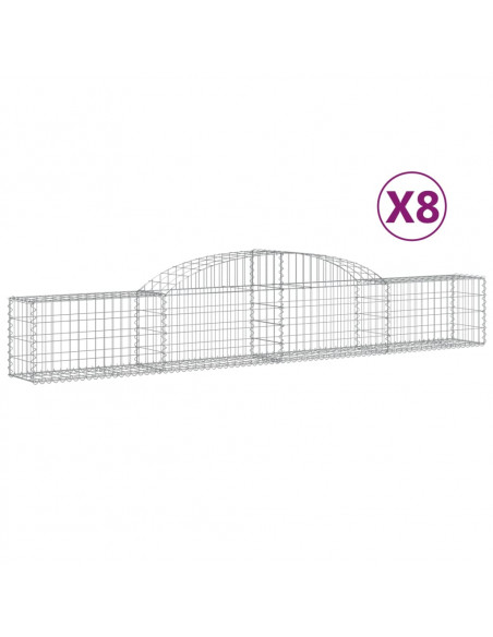 Cesti Gabbioni ad Arco 8 pz 300x30x40/60 cm Ferro Zincato