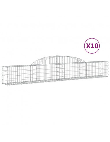Cesti Gabbioni ad Arco 10 pz 300x30x40/60 cm Ferro Zincato