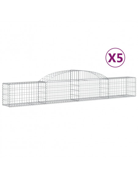Cesti Gabbioni ad Arco 5 pz 300x30x40/60 cm Ferro Zincato