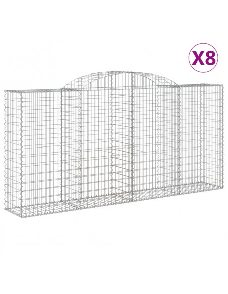 Cesti Gabbioni ad Arco 8 pz 300x50x140/160 cm Ferro Zincato