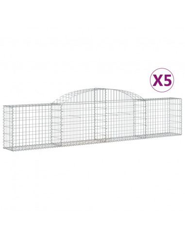 Cesti Gabbioni ad Arco 5 pz 300x30x60/80 cm Ferro Zincato