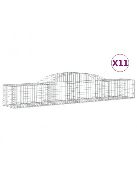 Cesti Gabbioni ad Arco 11 pz 300x50x40/60 cm Ferro Zincato