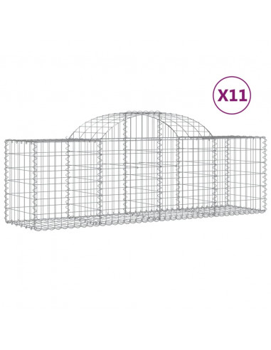 Cesti Gabbioni ad Arco 11 pz 200x50x60/80 cm Ferro Zincato