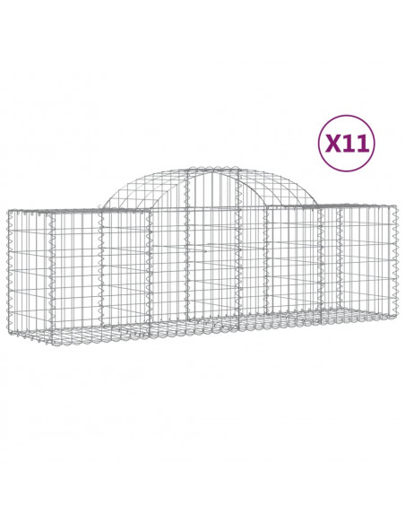 Cesti Gabbioni ad Arco 11 pz 200x50x60/80 cm Ferro Zincato