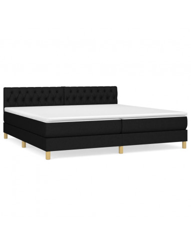 Giroletto a Molle con Materasso Nero 200x200 cm in Tessuto