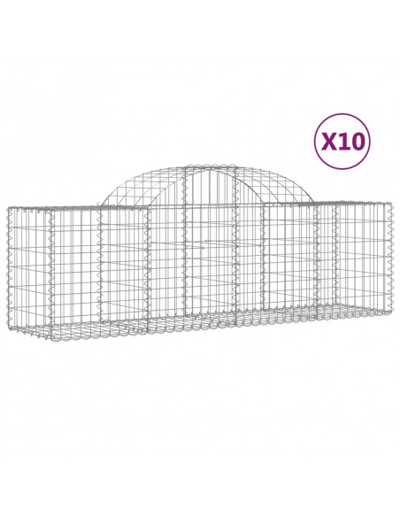 Cesti Gabbioni ad Arco 10 pz 200x50x60/80 cm Ferro Zincato