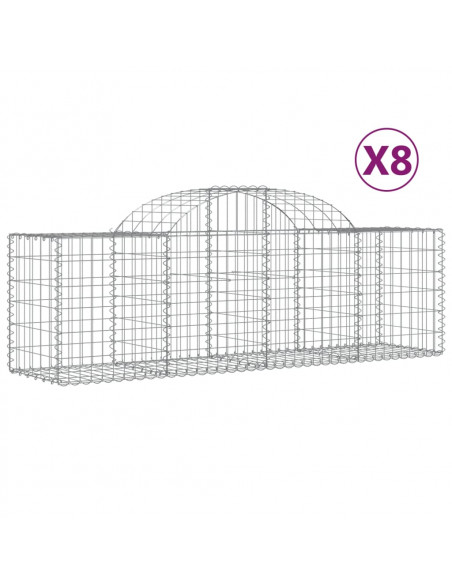 Cesti Gabbioni ad Arco 8 pz 200x50x60/80 cm Ferro Zincato
