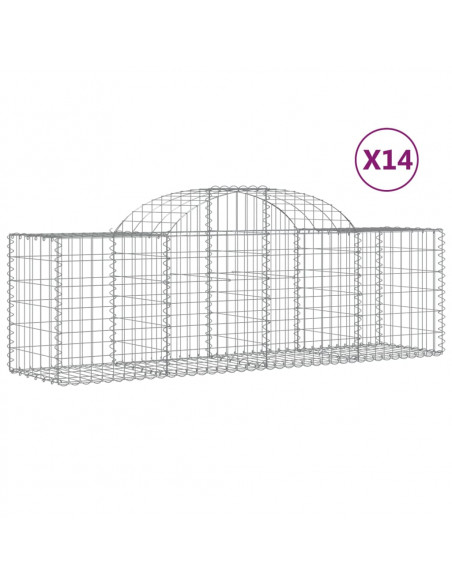 Cesti Gabbioni ad Arco 14 pz 200x50x60/80 cm Ferro Zincato