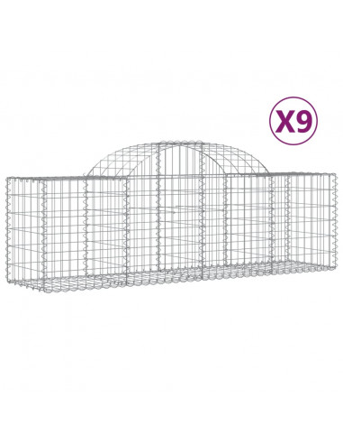 Cesti Gabbioni ad Arco 9 pz 200x50x60/80 cm Ferro Zincato