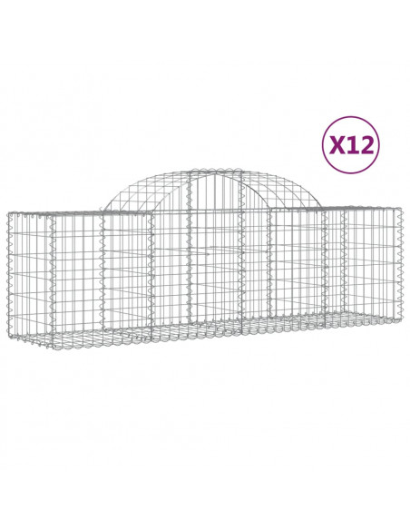 Cesti Gabbioni ad Arco 12 pz 200x50x60/80 cm Ferro Zincato