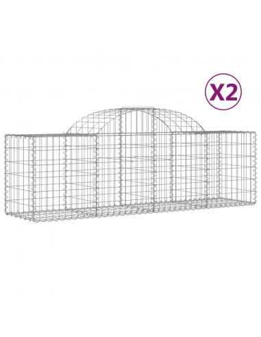 Cesti Gabbioni ad Arco 2 pz 200x50x60/80 cm Ferro Zincato