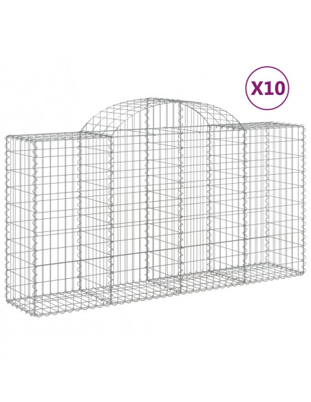 Cesti Gabbioni ad Arco 10 pz 200x50x100/120 cm Ferro Zincato