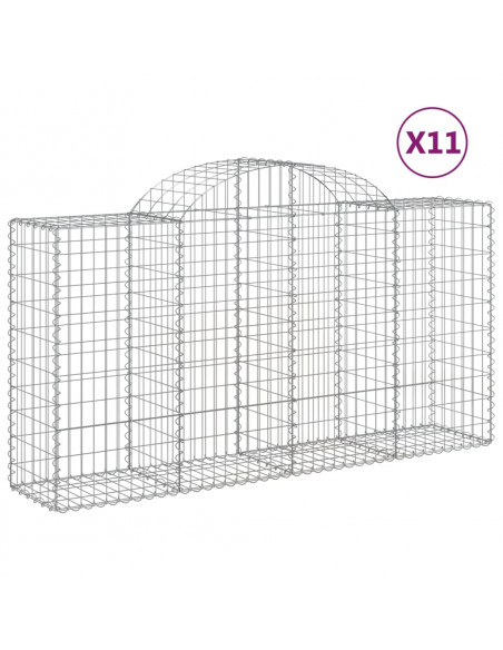 Cesti Gabbioni ad Arco 11 pz 200x50x100/120 cm Ferro Zincato