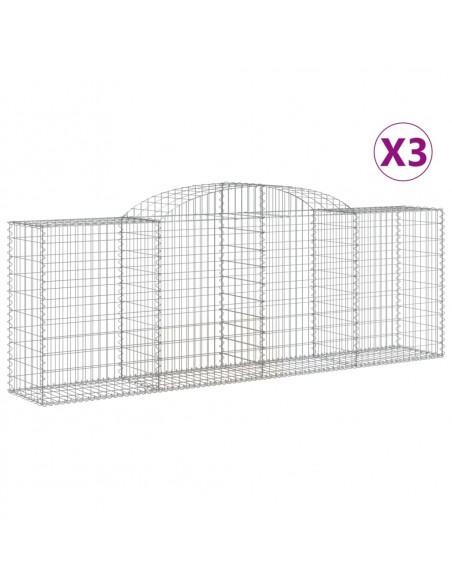 Cesti Gabbioni ad Arco 3 pz 300x50x100/120 cm Ferro Zincato