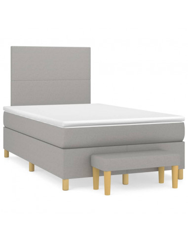 Giroletto a Molle con Materasso Grigio Chiaro 120x200cm Tessuto