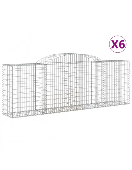 Cesti Gabbioni ad Arco 6 pz 300x50x100/120 cm Ferro Zincato