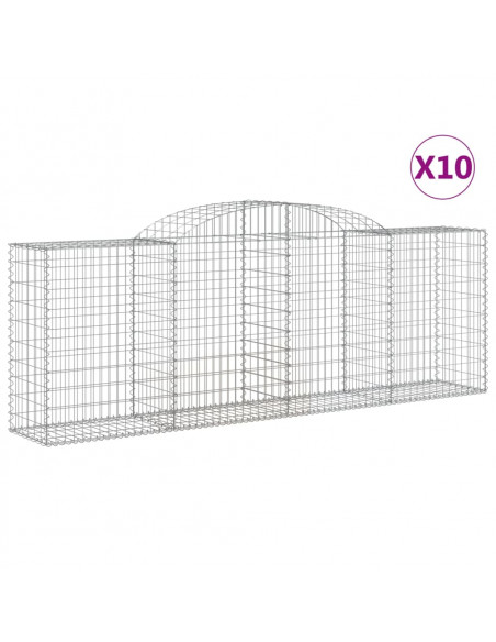 Cesti Gabbioni ad Arco 10 pz 300x50x100/120 cm Ferro Zincato