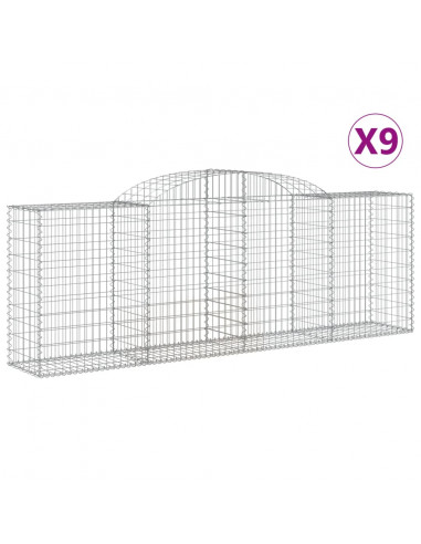 Cesti Gabbioni ad Arco 9 pz 300x50x100/120 cm Ferro Zincato