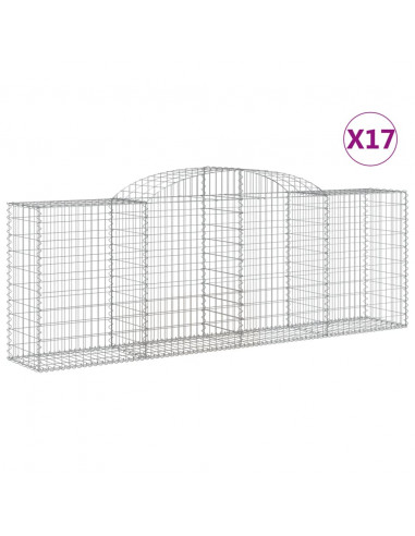 Cesti Gabbioni ad Arco 17 pz 300x50x100/120 cm Ferro Zincato
