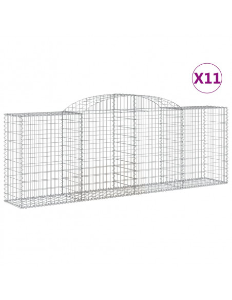 Cesti Gabbioni ad Arco 11 pz 300x50x100/120 cm Ferro Zincato