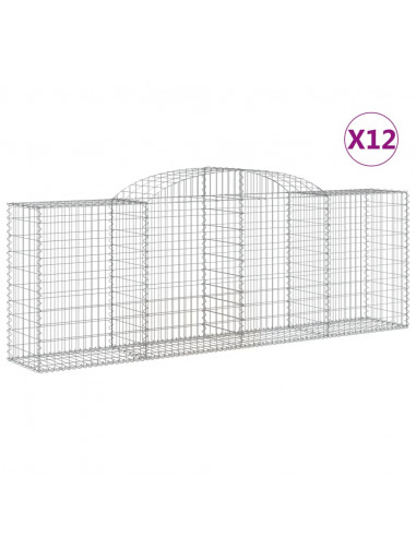 Cesti Gabbioni ad Arco 12 pz 300x50x100/120 cm Ferro Zincato