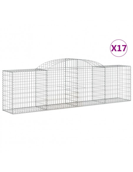 Cesti Gabbioni ad Arco 17 pz 300x50x80/100 cm Ferro Zincato