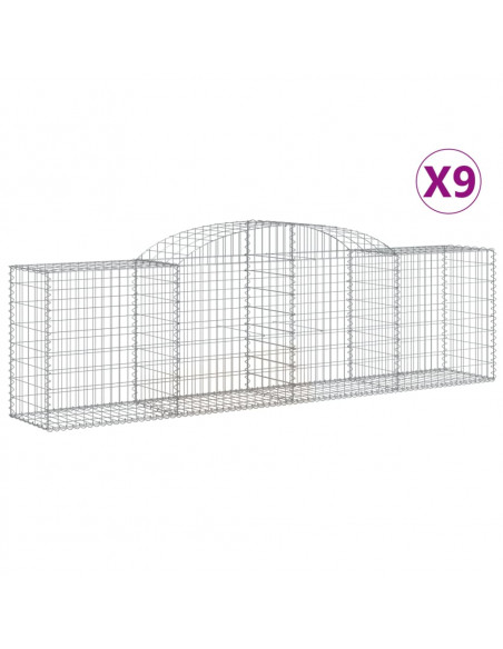 Cesti Gabbioni ad Arco 9 pz 300x50x80/100 cm Ferro Zincato