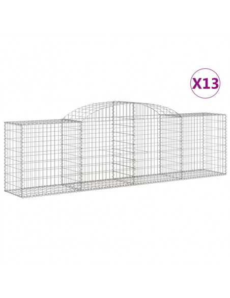 Cesti Gabbioni ad Arco 13 pz 300x50x80/100 cm Ferro Zincato