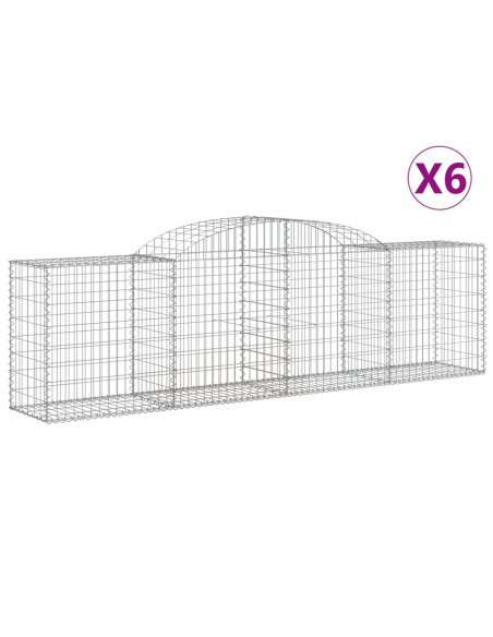 Cesti Gabbioni ad Arco 6 pz 300x50x80/100 cm Ferro Zincato