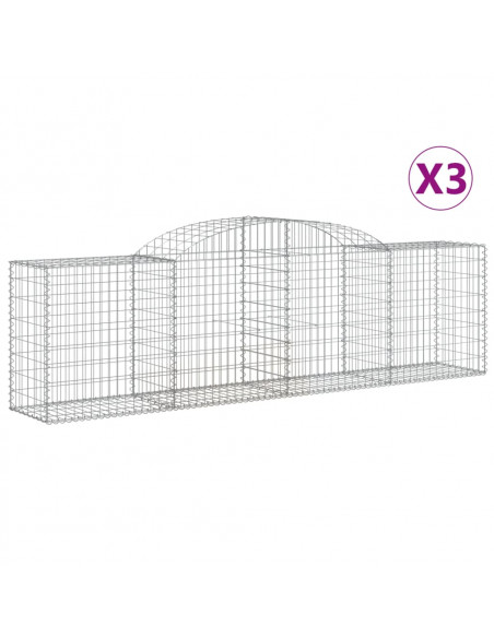 Cesti Gabbioni ad Arco 3 pz 300x50x80/100 cm Ferro Zincato