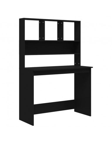 Scrivania con Mensole Nera 102x45x148 cm in Legno Multistrato